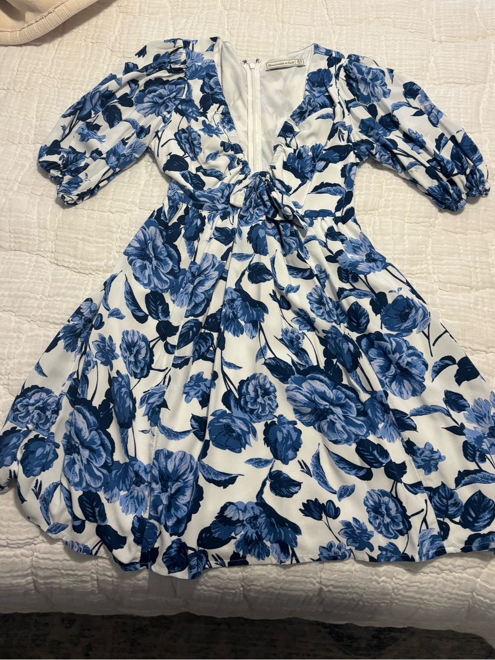 Abercrombie & Fitch White Dress with Blue Floral Print